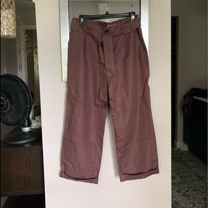 Loft tie waist linen blend pants